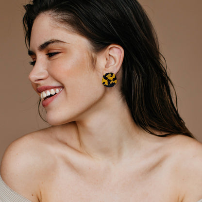 Organic Statement Stud Earrings - Tortoise Shell - Mingled