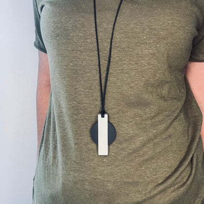 Orion Pendant Necklace - Matte Black and Ivory Beige - Mingled