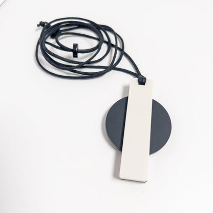 Orion Pendant Necklace - Matte Black and Ivory Beige - Mingled