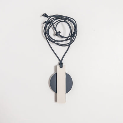 Orion Pendant Necklace - Matte Black and Ivory Beige - Mingled