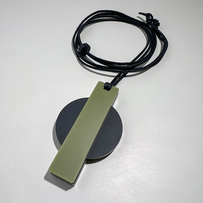 Orion Pendant Necklace - Matte Black and Olive Green - Mingled