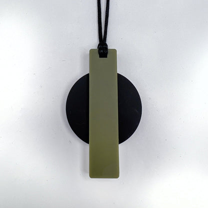 Orion Pendant Necklace - Matte Black and Olive Green - Mingled