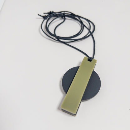 Orion Pendant Necklace - Matte Black and Olive Green - Mingled