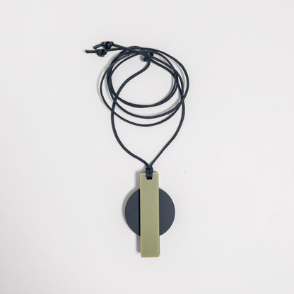 Orion Pendant Necklace - Matte Black and Olive Green - Mingled