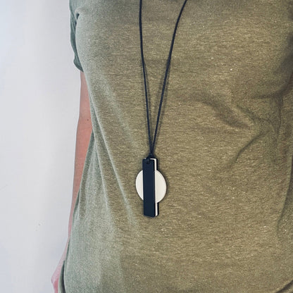 Orion Pendant Necklace - Ivory and Black - Mingled