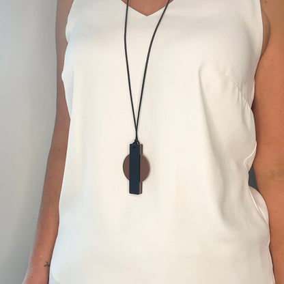 Orion Pendant Necklace - Matte Nutmeg and Matte Black - Mingled