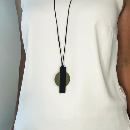 Orion Pendant Necklace - Olive Green and Black - Mingled
