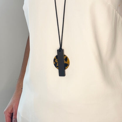 Orion Pendant Necklace - Tortoise Shell and Black - Mingled
