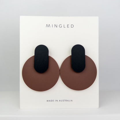 Orion Statement Studs - Matte Black and Nutmeg Brown - Mingled