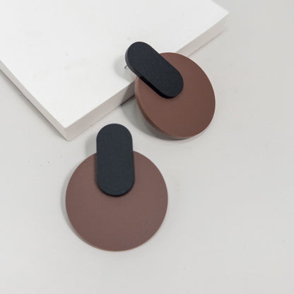 Orion Statement Studs - Matte Black and Nutmeg Brown - Mingled