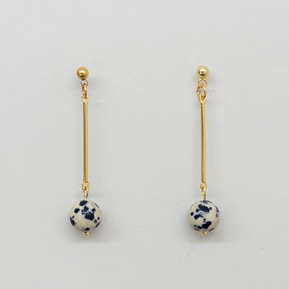 Pendulum Drop Earrings - Dalmation Jasper - Mingled