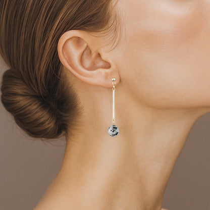 Pendulum Drop Earrings - Dalmation Jasper - Mingled