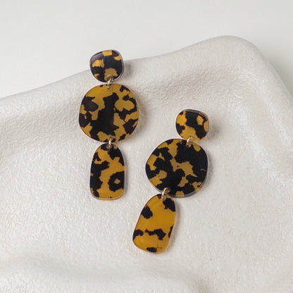 Petra Statement Dangle Earrings - Tortoise Shell - Mingled