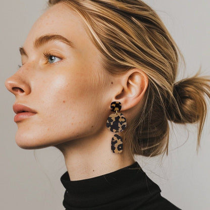 Petra Statement Dangle Earrings - Tortoise Shell - Mingled