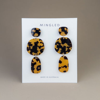 Petra Statement Dangle Earrings - Tortoise Shell - Mingled