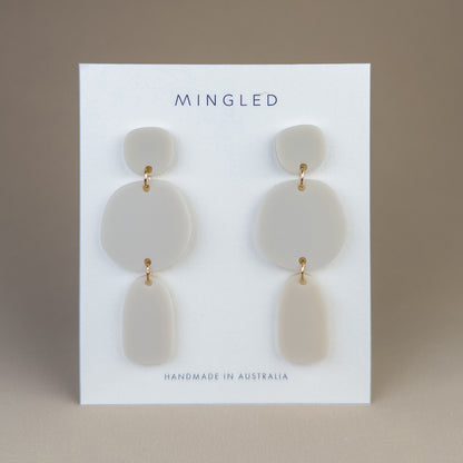 Petra Ivory Beige Statement Dangle Earrings - Mingled