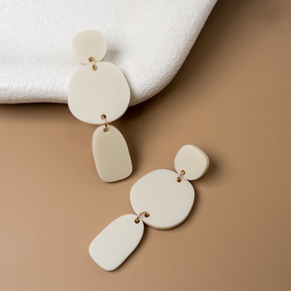 Petra Ivory Beige Statement Dangle Earrings - Mingled
