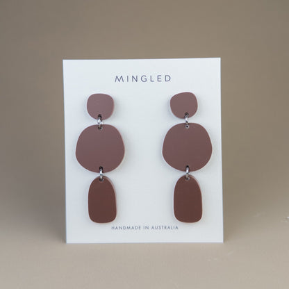 Petra Statement Dangle Earrings - Burgundy - Mingled
