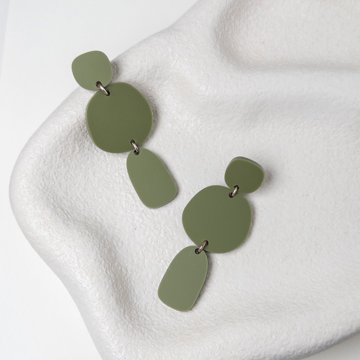 Petra Statement Dangle Earrings - Olive Green