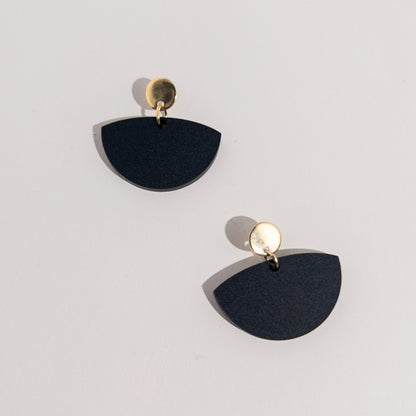 Petticoat Minimalist Dangle Earrings - Matte Black & Gold - Mingled