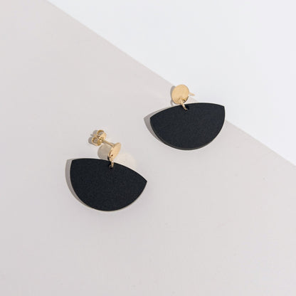 Petticoat Minimalist Dangle Earrings - Matte Black & Gold - Mingled