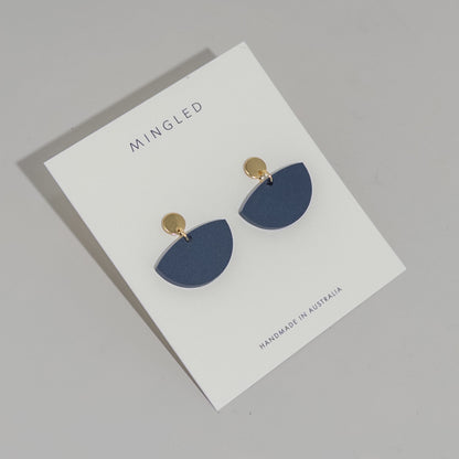 Petticoat Minimalist Dangle Earrings - Matte Navy Blue - Mingled