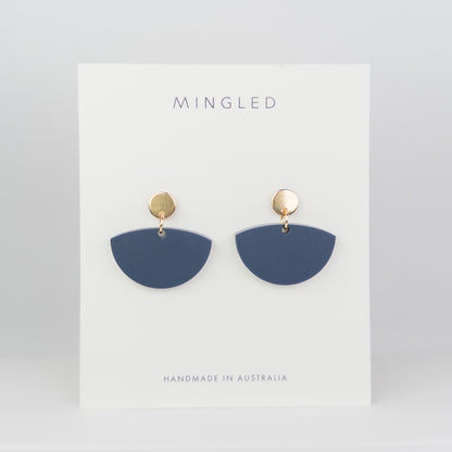 Petticoat Minimalist Dangle Earrings - Matte Navy Blue - Mingled