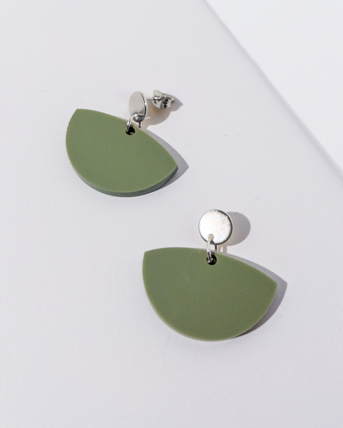 Petticoat Minimalist Dangle Earrings - Olive Green - Mingled