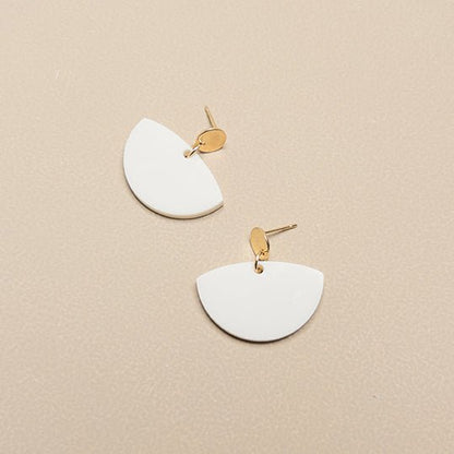 Petticoat Minimalist Dangle Earrings - Matte Ivory Beige & Gold - Mingled