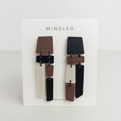 PILA Statement Earrings - Nutmeg, Beige and Black - Mingled