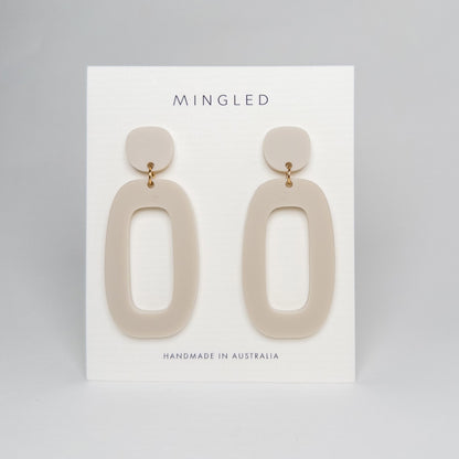 RILEY Dangle Earrings - Matte Ivory Beige - Mingled