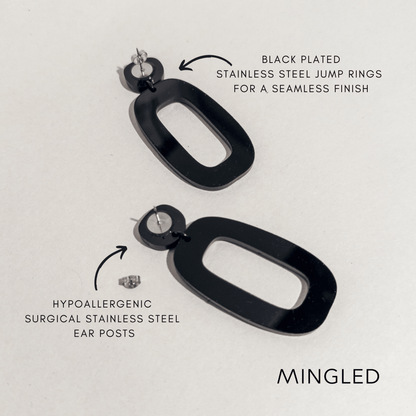 RILEY Dangle Earrings - Matte Black - Mingled