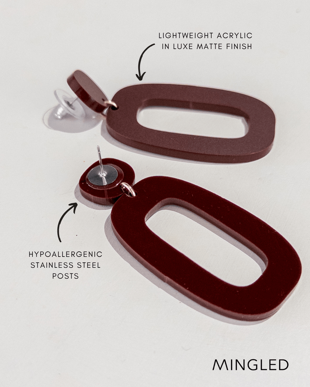 Riley Statement Dangle Earrings - Merlot - Mingled