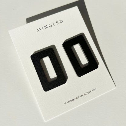 Rectangle Matte Black Stud Earrings - Mingled