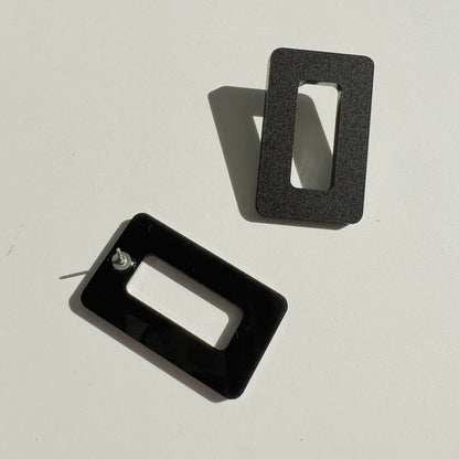 Rectangle Matte Black Stud Earrings - Mingled