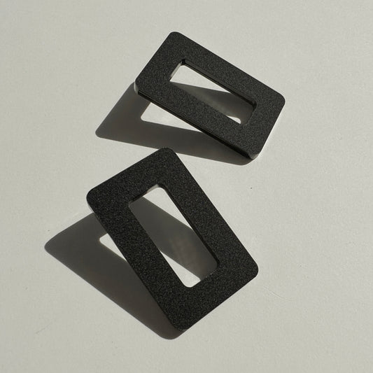 Rectangle Matte Black Stud Earrings