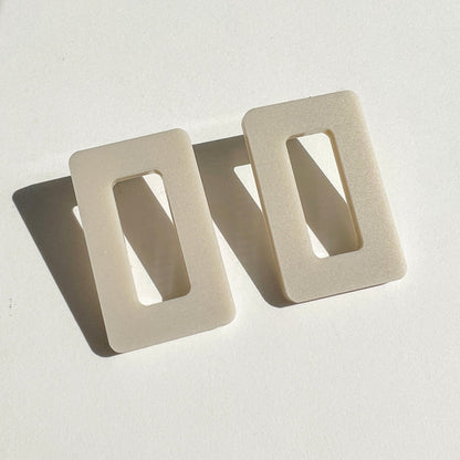 Rectangle Stud Earrings - Matte Ivory Beige - Mingled