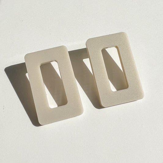 Rectangle Stud Earrings - Ivory Beige