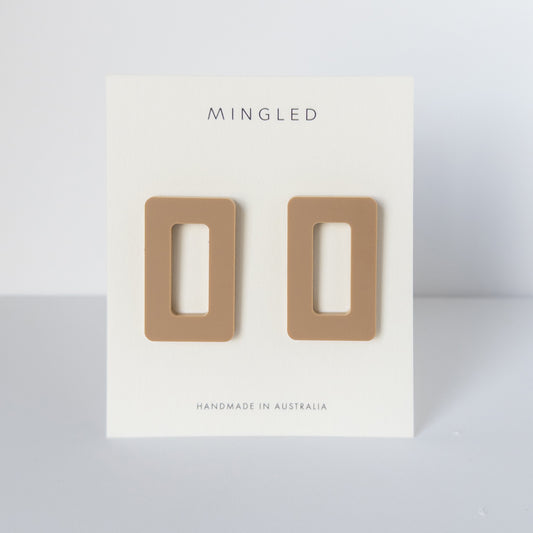 Rectangle Stud Earrings - Latte