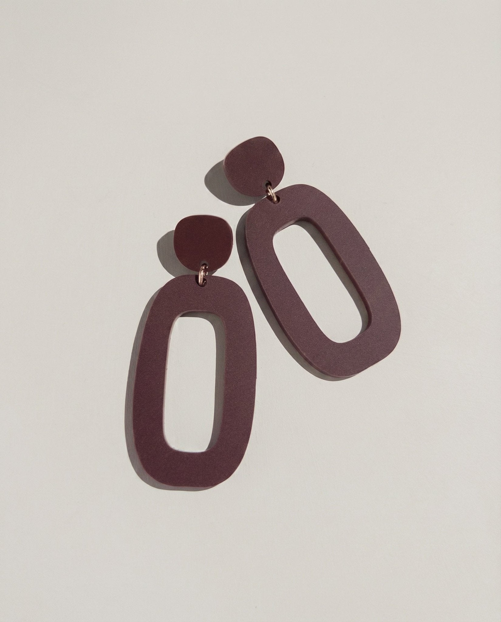 Riley Statement Dangle Earrings - Merlot - Mingled