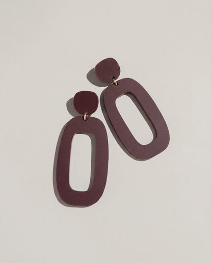 Riley Statement Dangle Earrings - Merlot - Mingled
