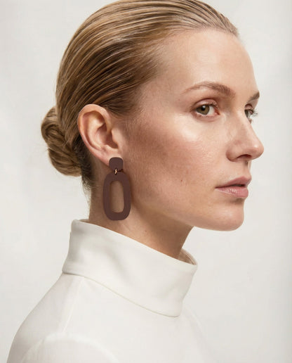 Riley Statement Dangle Earrings - Merlot - Mingled