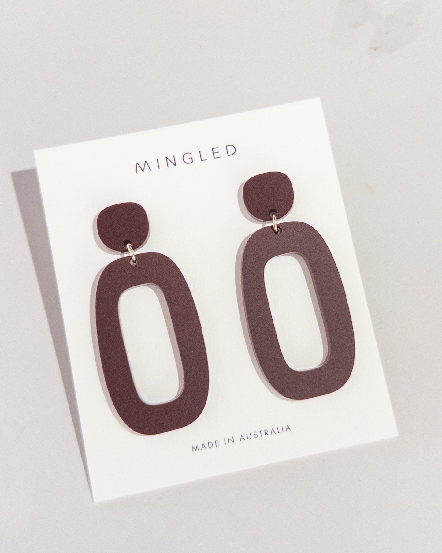 Riley Statement Dangle Earrings - Merlot - Mingled