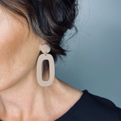 RILEY Dangle Earrings - Matte Taupe - Mingled