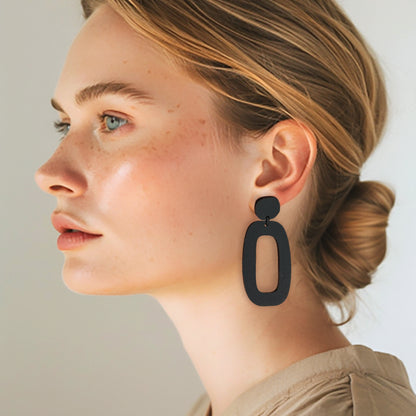 RILEY Statement Earrings CLIP ON - Matte Black - Mingled