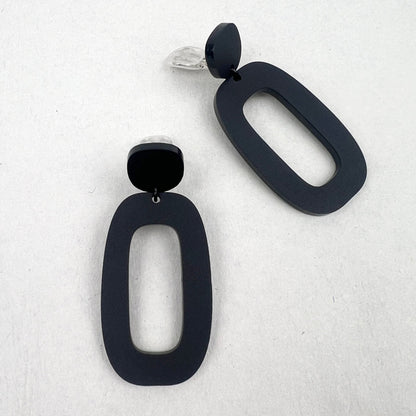 RILEY Statement Earrings CLIP ON - Matte Black - Mingled