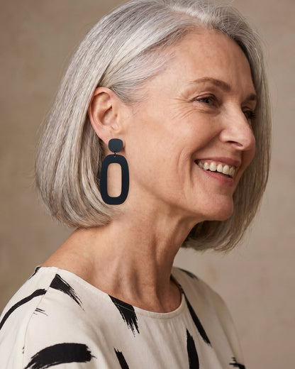 RILEY Dangle Earrings - Matte Black - Mingled