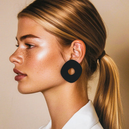 Roca Big Statement Studs - Matte Black - Mingled