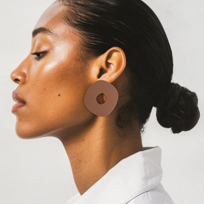 Roca Statement Studs - Matte Nutmeg Brown - Mingled
