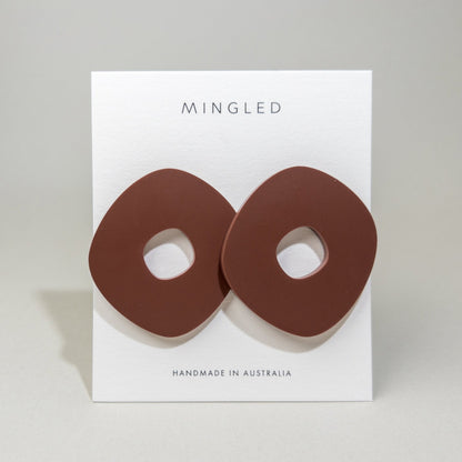 Roca Statement Studs - Matte Nutmeg Brown - Mingled